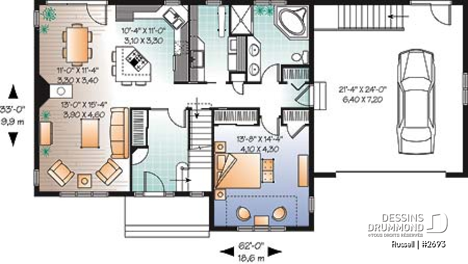 Rez-de-chaussée - Maison champêtre simple, 3 à 4 chambres, garage double, espace boni &amp; 2 séjours, beaucoup de lumière - Russell