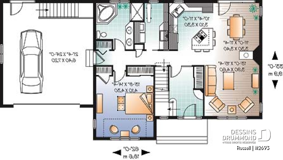 Rez-de-chaussée - Maison champêtre simple, 3 à 4 chambres, garage double, espace boni &amp; 2 séjours, beaucoup de lumière - Russell