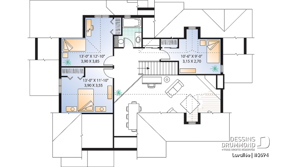 Étage - Maison pour vue panoramique, suite des maîtres au r-d-c, mezzanine, 4 chambres, garage double - Lavallée