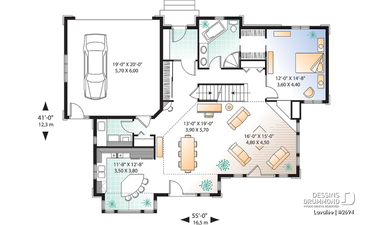 Rez-de-chaussée - Maison pour vue panoramique, suite des maîtres au r-d-c, mezzanine, 4 chambres, garage double - Lavallée