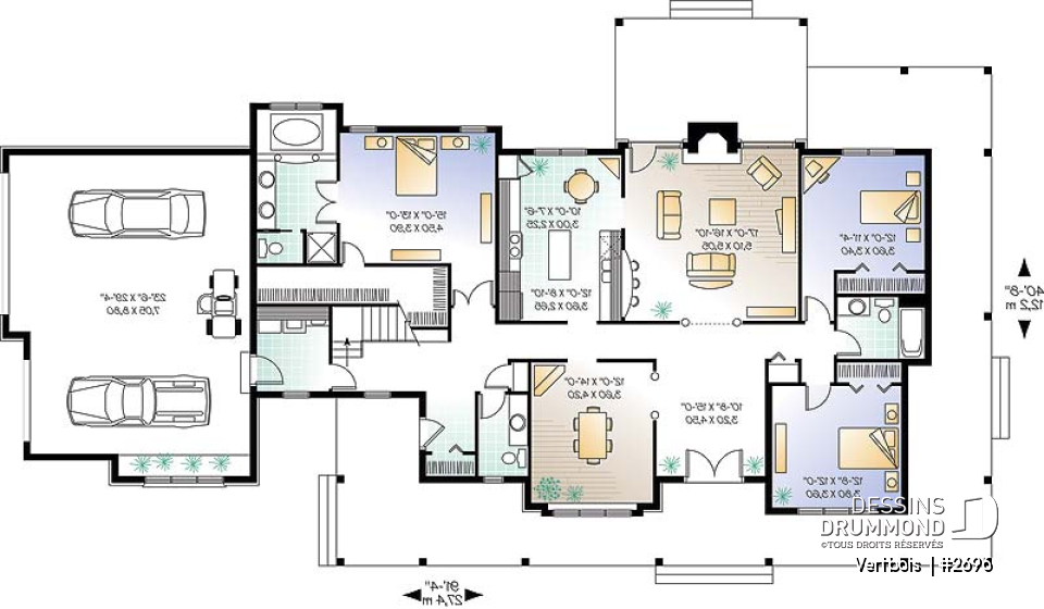 Rez-de-chaussée - Maison de style ranch, 3 chambres, bureau à l'étage, coin déjeuner, garage triple - Vertbois 