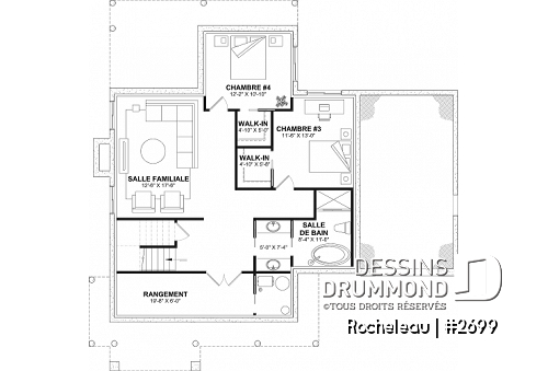 Sous-sol aménagé - Maison à étage 2 à 4 chambres, garage, garde-manger, balcon couvert à l'arrière, bureau - Rocheleau