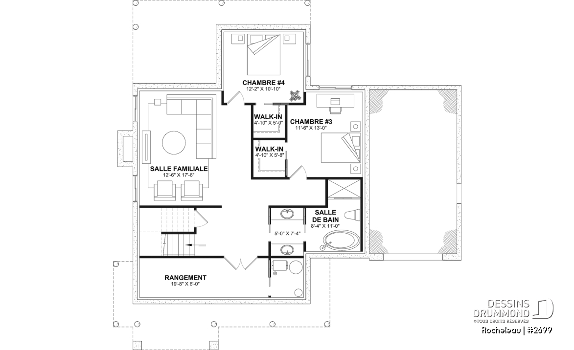 Sous-sol aménagé (Optionel $) - Maison à étage 2 à 4 chambres, garage, garde-manger, terrasse abritée, bureau, sous-sol aménagé optionnel ($) - Rocheleau