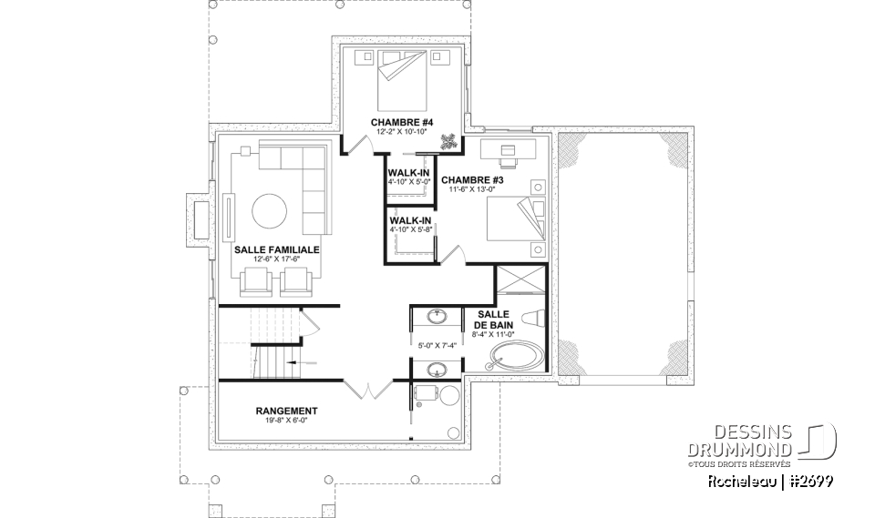 Sous-sol aménagé (Optionel $) - Maison à étage 2 à 4 chambres, garage, garde-manger, terrasse abritée, bureau, sous-sol aménagé optionnel ($) - Rocheleau