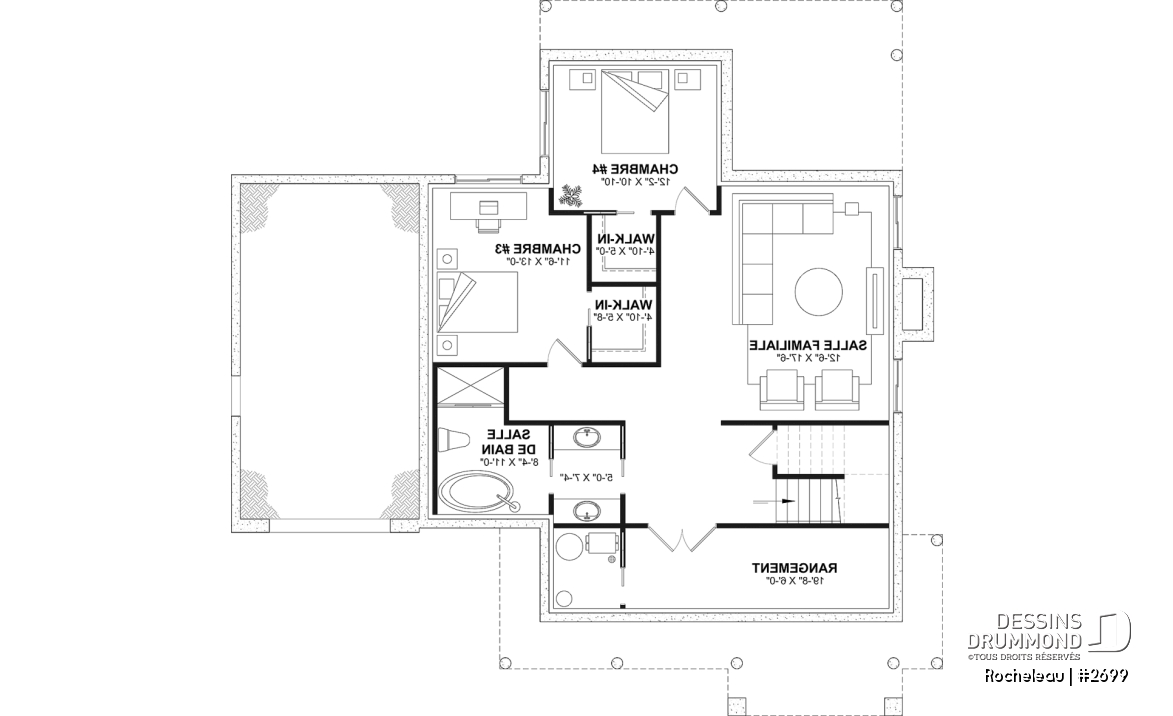 Sous-sol aménagé (Optionel $) - Maison à étage 2 à 4 chambres, garage, garde-manger, terrasse abritée, bureau, sous-sol aménagé optionnel ($) - Rocheleau