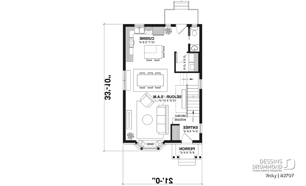 Rez-de-chaussée - Plan de cottage d'inspiration victorienne moderne, 2 chambres, salle de lavage au rez-de-chaussée - Vicky