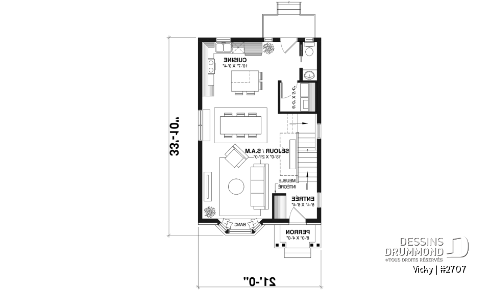 Rez-de-chaussée - Plan de cottage d'inspiration victorienne moderne, 2 chambres, salle de lavage au rez-de-chaussée - Vicky