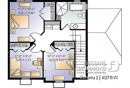 Étage - Plan de maison style victorien à étages, 3 chambres, bureau à domicile de bon format  - Victorien 2