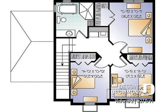Étage - Plan de maison style victorien à étages, 3 chambres, bureau à domicile de bon format  - Victorien 2