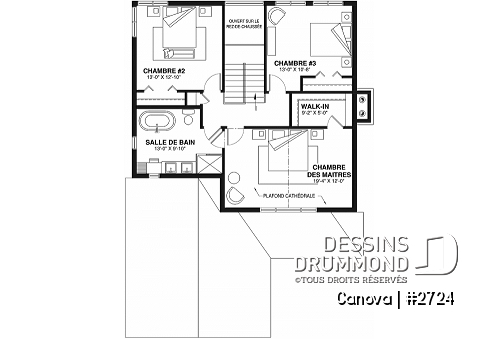 Étage - Maison pour terrain étroit, garage avec accès par la buanderie, 3 grandes chambres, grand salon avec foyer - Kelowna