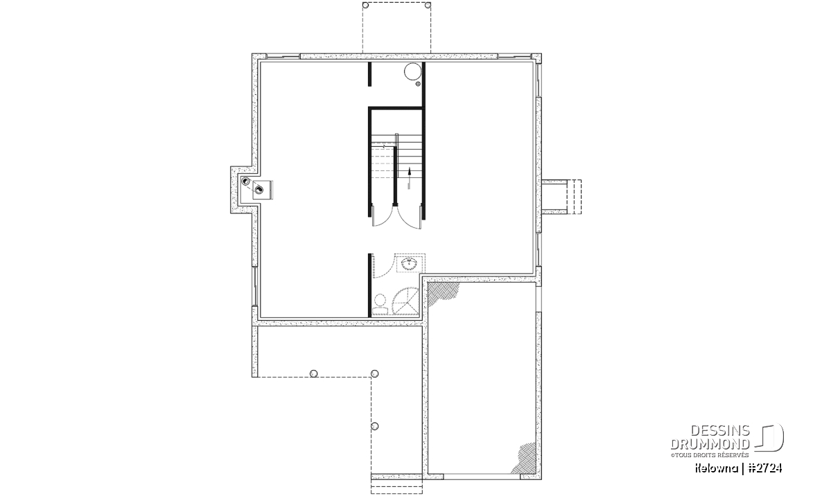 Sous-sol - Maison pour terrain étroit, garage avec accès par la buanderie, 3 grandes chambres, grand salon avec foyer - Kelowna