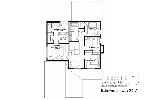 Étage - Plan de maison champêtre 4 à 5 chambres, garage, bureau, terrasse abritée et belle suite des parents - Kelowna 2