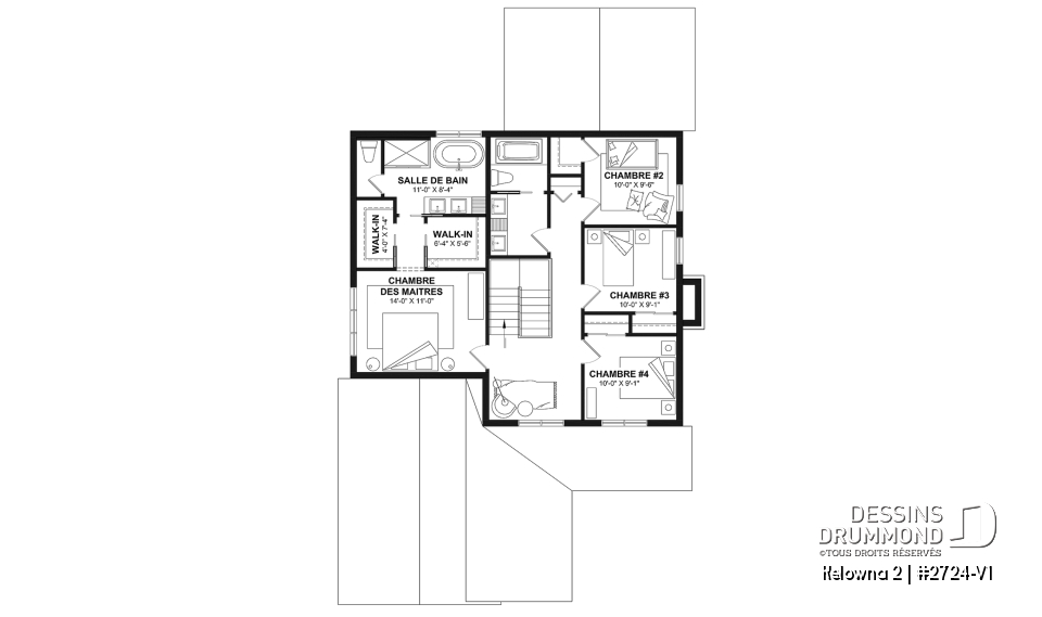 Étage - Modèle de maison champêtre 4 à 5 chambres, garage, bureau, terrasse abritée et belle suite des parents - Kelowna 2