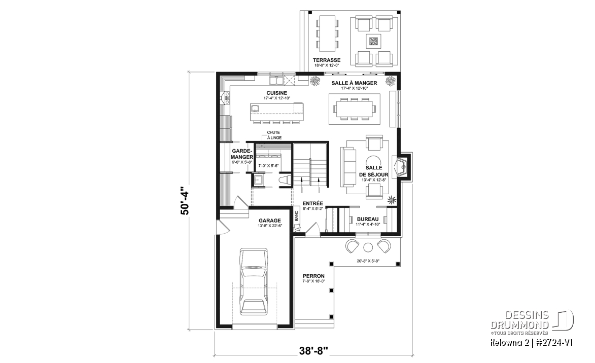 Rez-de-chaussée - Modèle de maison champêtre 4 à 5 chambres, garage, bureau, terrasse abritée et belle suite des parents - Kelowna 2