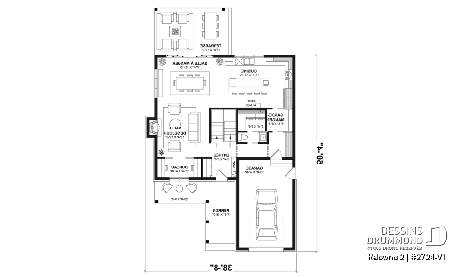 Rez-de-chaussée - Modèle de maison champêtre 4 à 5 chambres, garage, bureau, terrasse abritée et belle suite des parents - Kelowna 2
