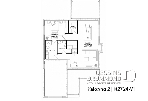 Sous-sol - Plan de maison champêtre 4 à 5 chambres, garage, bureau, terrasse abritée et belle suite des parents - Kelowna 2