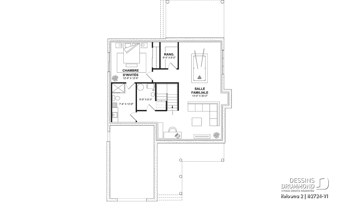 Sous-sol aménagé (Optionel $) - Modèle de maison champêtre 4 à 5 chambres, garage, bureau, terrasse abritée et belle suite des parents - Kelowna 2