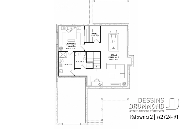 Sous-sol aménagé (Optionel $) - Plan de maison champêtre 4 à 5 chambres, garage, bureau, terrasse abritée et belle suite des parents - Kelowna 2
