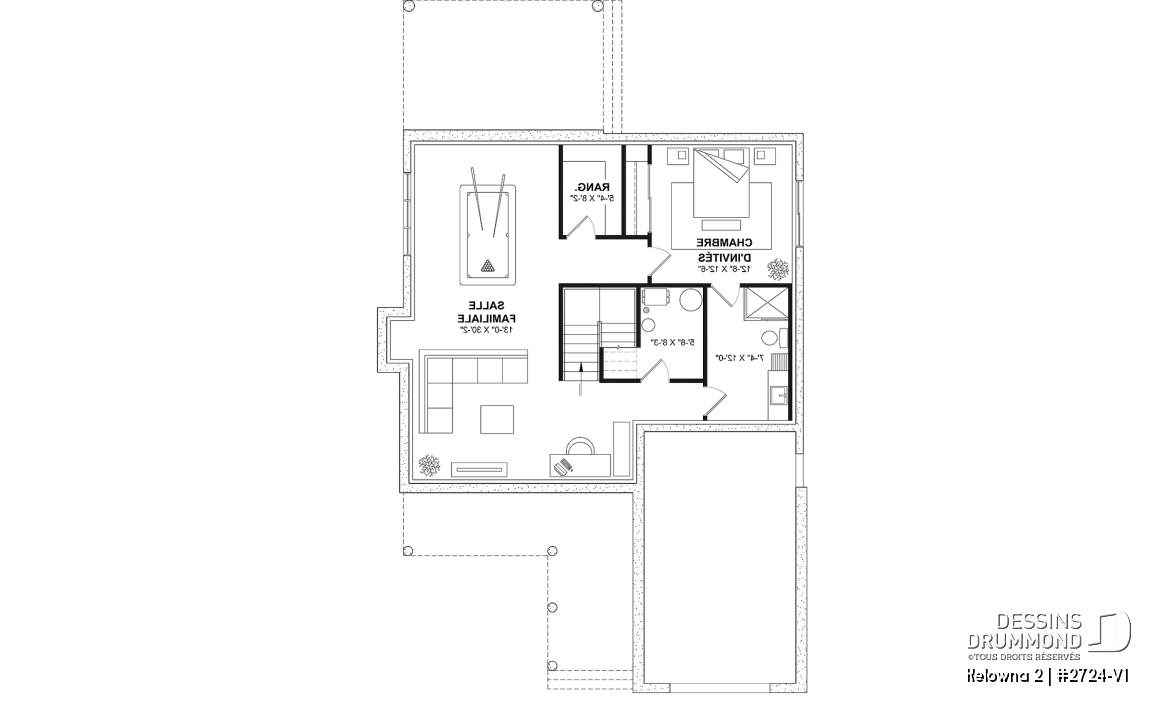 Sous-sol aménagé (Optionel $) - Modèle de maison champêtre 4 à 5 chambres, garage, bureau, terrasse abritée et belle suite des parents - Kelowna 2