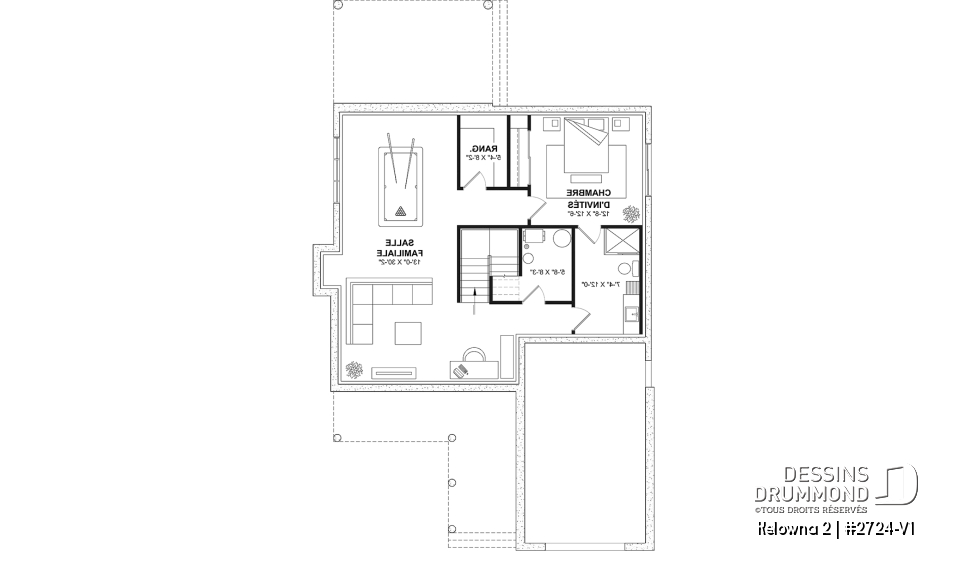 Sous-sol aménagé (Optionel $) - Modèle de maison champêtre 4 à 5 chambres, garage, bureau, terrasse abritée et belle suite des parents - Kelowna 2