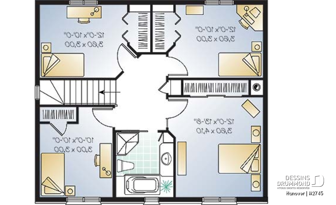 Étage - Maison style anglais, 4 chambres, vestibule, foyer et salle de lavage au rez-de-chaussée - Hanover
