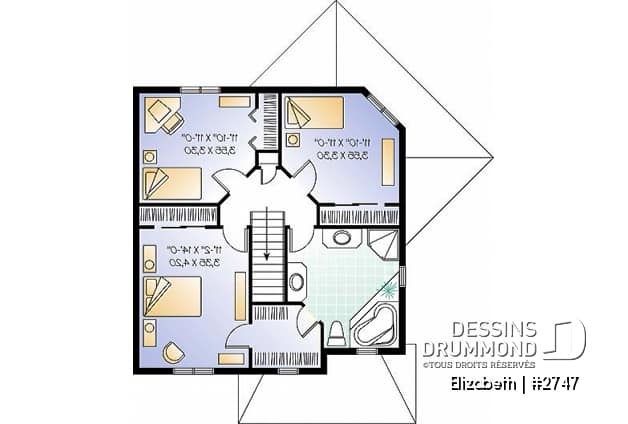 Étage - Plan de maison à étage, 3 chambres, bureau ou salle de jeux, superbe secteur familial fenestration abondante - Elizabeth
