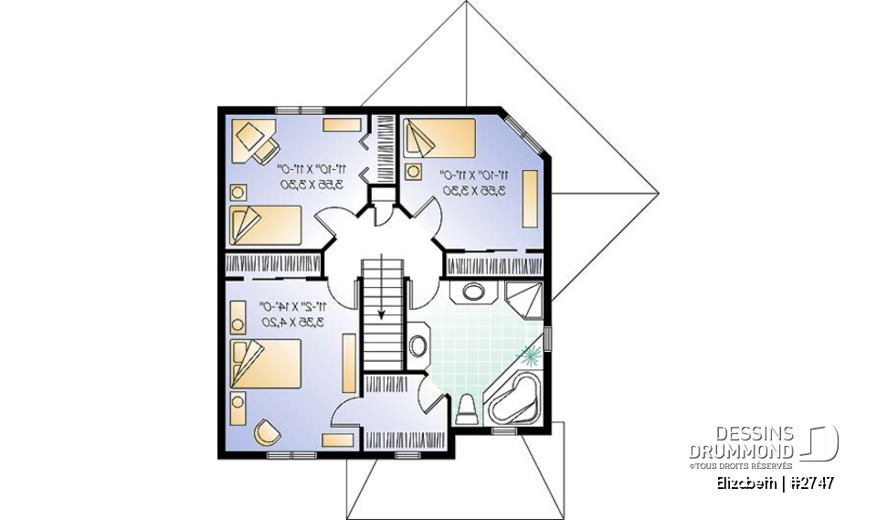 Étage - Plan de maison à étage, 3 chambres, bureau ou salle de jeux, superbe secteur familial fenestration abondante - Elizabeth
