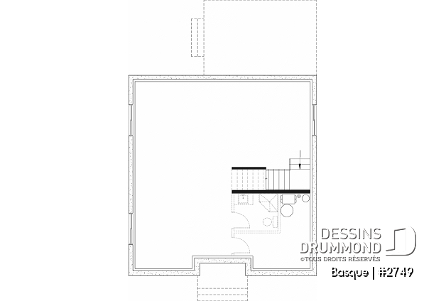 Sous-sol - Plan maison farmhouse moderne 4 chambres, plafond 9' au r-d-c, garde-manger, salle à dîner formelle - Basque