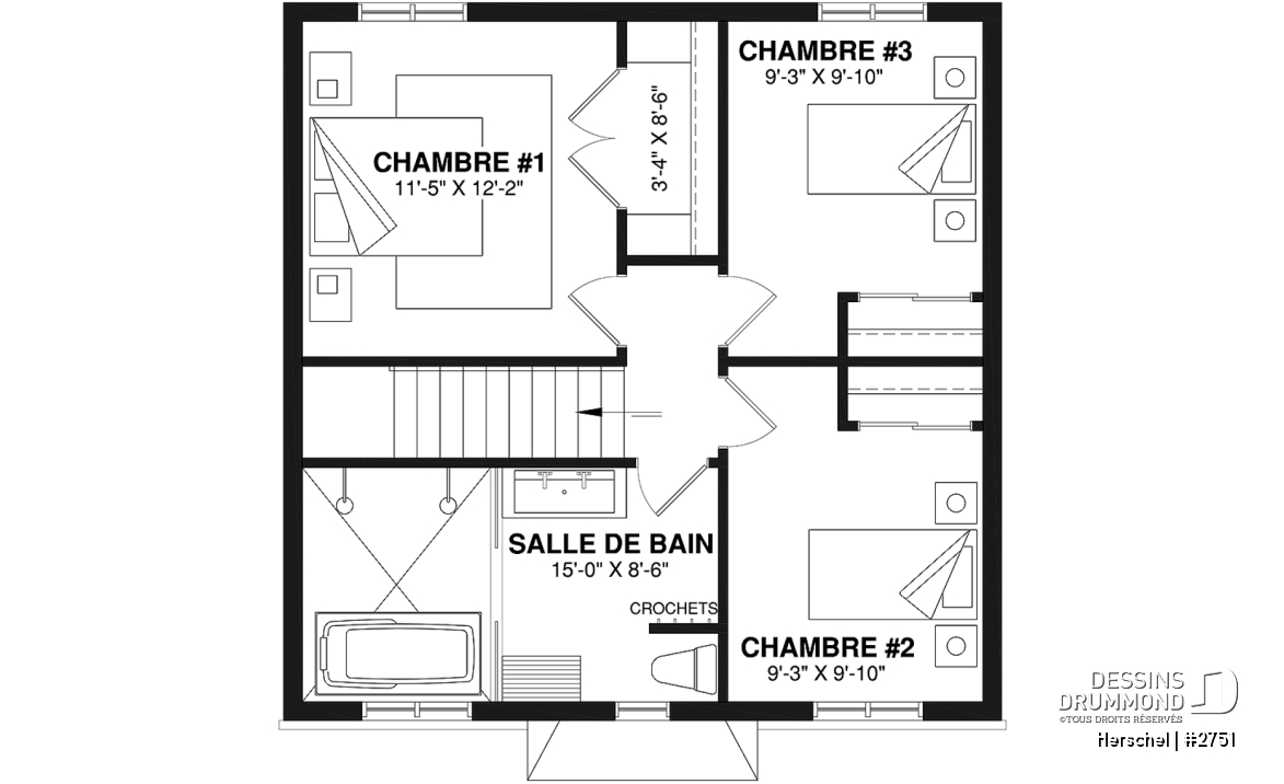 Étage - Cottage de style campagne française, 3 chambres, aire ouverte, superbe salle de bain familiale - Herschel