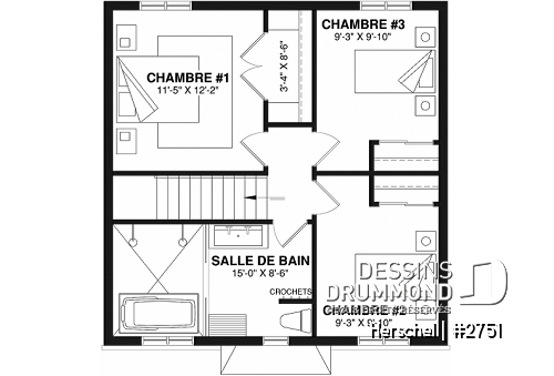 Étage - Cottage de style campagne française, 3 chambres, aire ouverte, superbe salle de bain familiale - Herschel