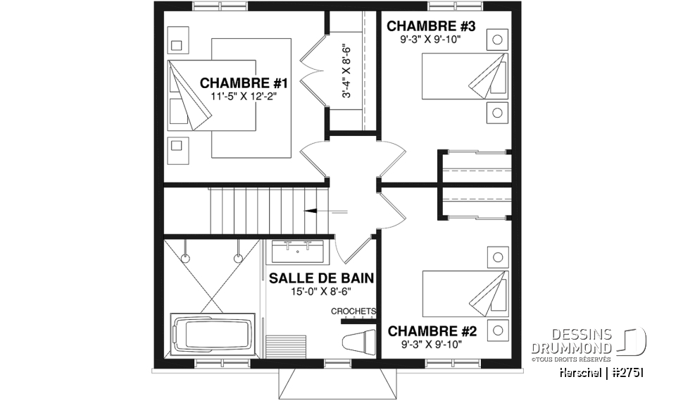 Étage - Cottage de style campagne française, 3 chambres, aire ouverte, superbe salle de bain familiale - Herschel