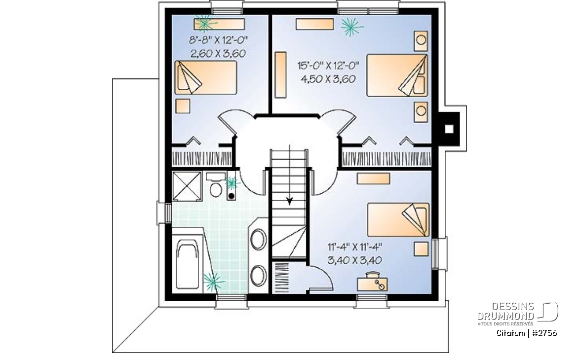 Étage - Maison à étage de style anglais, grande cuisine avec îlot, aire ouverte, 3 chambres, 2 walk-in, buanderie - Citatum