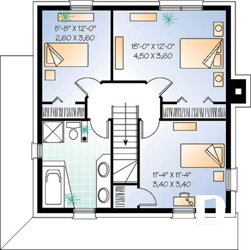 Étage - Maison à étage de style anglais, grande cuisine avec îlot, aire ouverte, 3 chambres, 2 walk-in, buanderie - Citatum