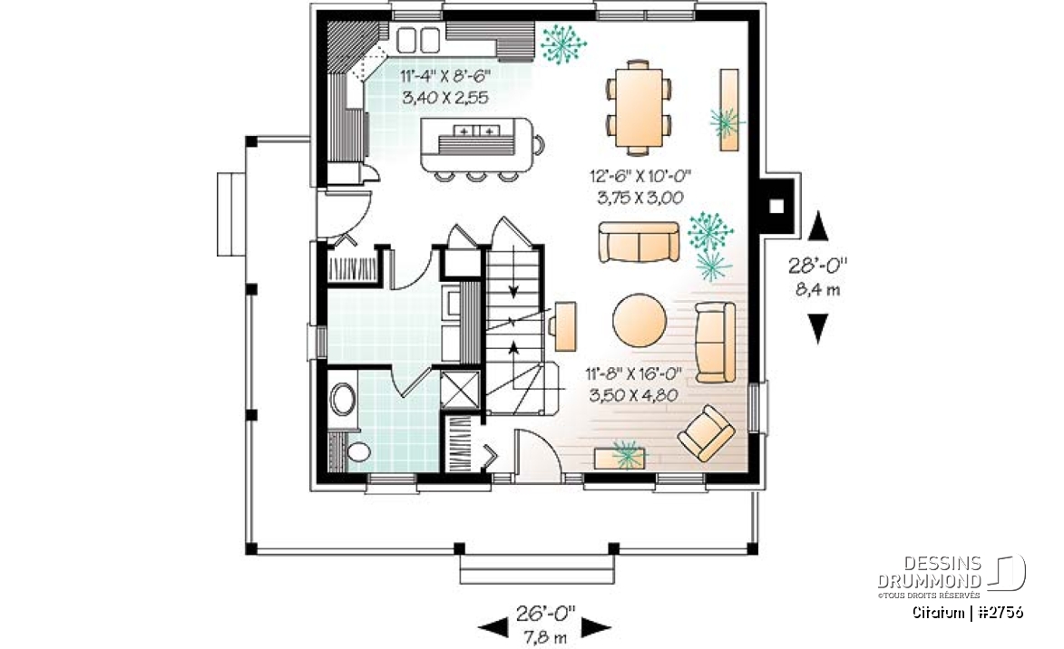 Rez-de-chaussée - Maison à étage de style anglais, grande cuisine avec îlot, aire ouverte, 3 chambres, 2 walk-in, buanderie - Citatum