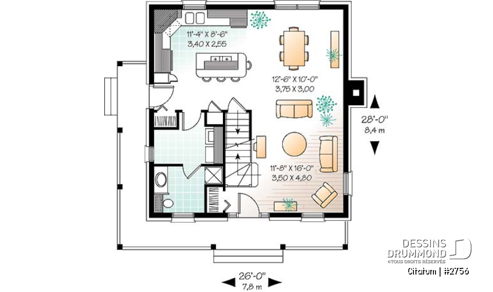 Rez-de-chaussée - Maison à étage de style anglais, grande cuisine avec îlot, aire ouverte, 3 chambres, 2 walk-in, buanderie - Citatum