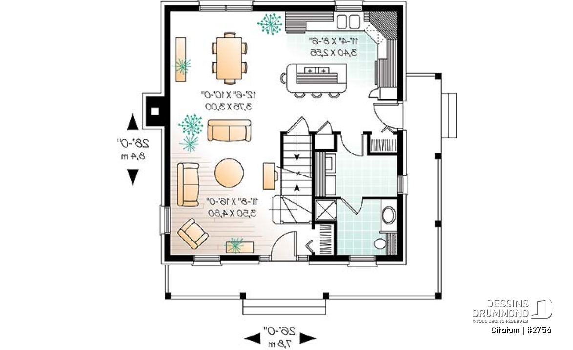 Rez-de-chaussée - Maison à étage de style anglais, grande cuisine avec îlot, aire ouverte, 3 chambres, 2 walk-in, buanderie - Citatum