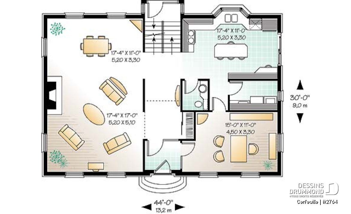 Rez-de-chaussée - Maison au look historique, plafond 9' au r-d-c, 3 chambres, foyers multiples dont un à la suite des maîtres - Cerfeuille