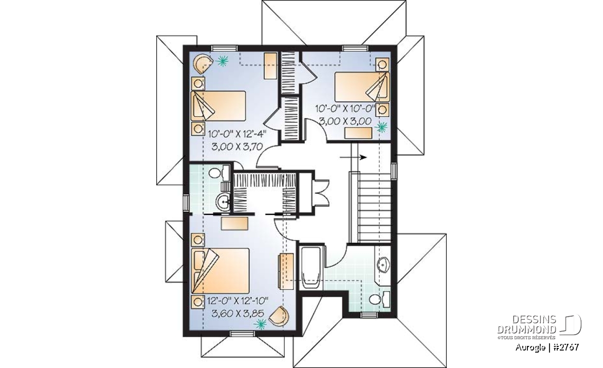 Étage - Modèle de maison Tudor, 3 chambres, grand salon avec foyer, coin déjeuner, suite des maîtres à l'étage - Aurogle