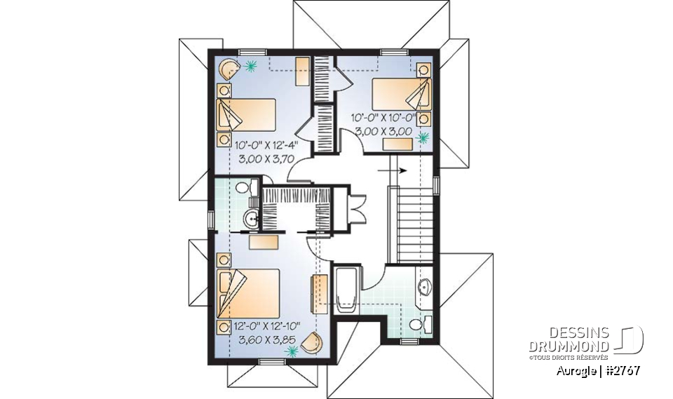 Étage - Modèle de maison Tudor, 3 chambres, grand salon avec foyer, coin déjeuner, suite des maîtres à l'étage - Aurogle