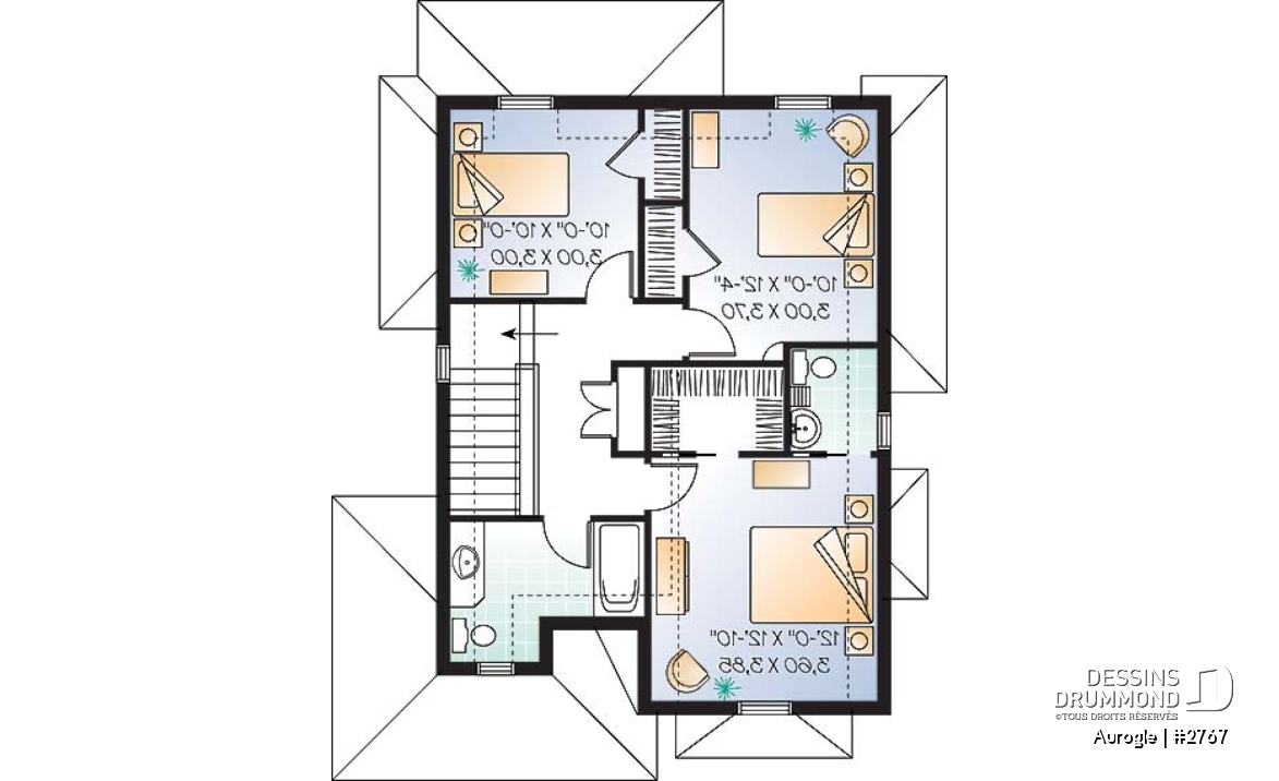 Étage - Modèle de maison Tudor, 3 chambres, grand salon avec foyer, coin déjeuner, suite des maîtres à l'étage - Aurogle