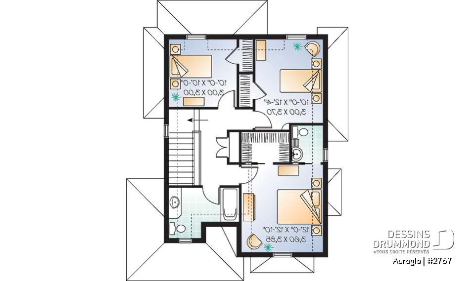 Étage - Modèle de maison Tudor, 3 chambres, grand salon avec foyer, coin déjeuner, suite des maîtres à l'étage - Aurogle