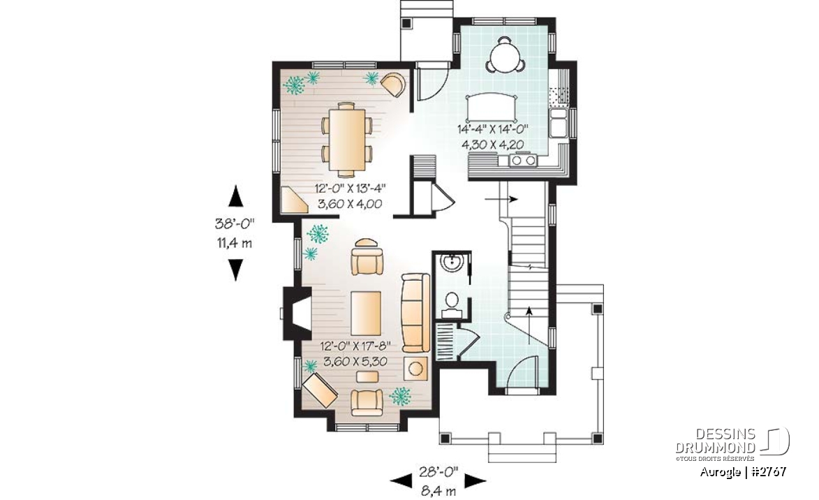 Rez-de-chaussée - Modèle de maison Tudor, 3 chambres, grand salon avec foyer, coin déjeuner, suite des maîtres à l'étage - Aurogle