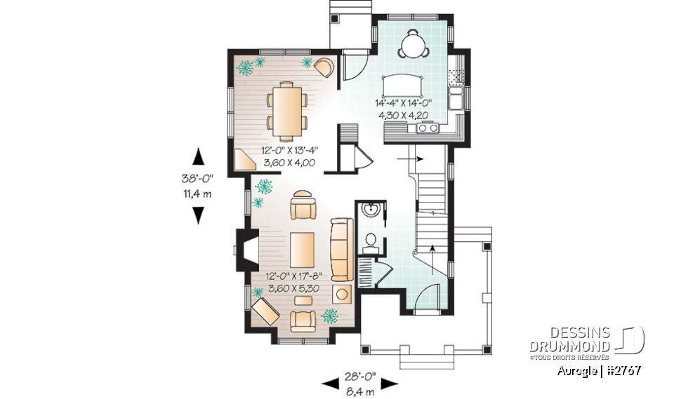 Rez-de-chaussée - Modèle de maison Tudor, 3 chambres, grand salon avec foyer, coin déjeuner, suite des maîtres à l'étage - Aurogle