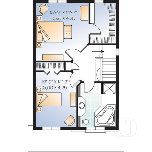 Étage - Maison économique, style craftsman, 2 à 3 ch., salle de séjour remarquable - Edward 2