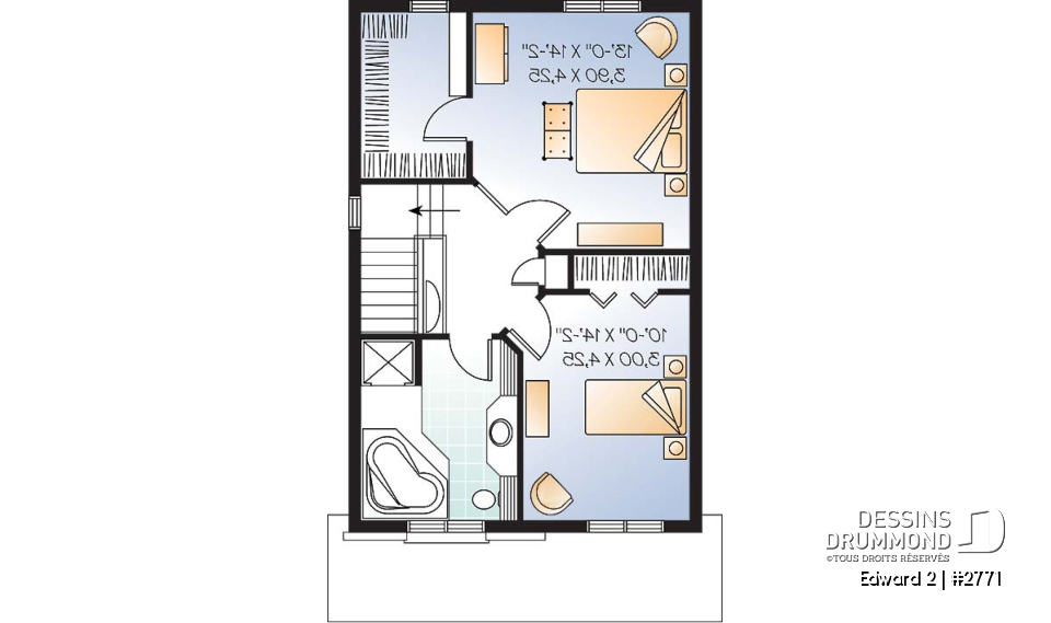 Étage - Maison économique, style craftsman, 2 à 3 ch., salle de séjour remarquable - Edward 2