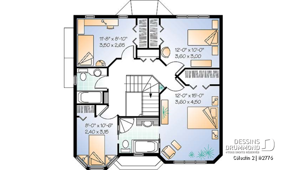 Étage - Maison d'inspiration victorienne offrant 4 chambres, bureau à domicile, 2 salles de bain à l'étage, et plus! - Célestin 2