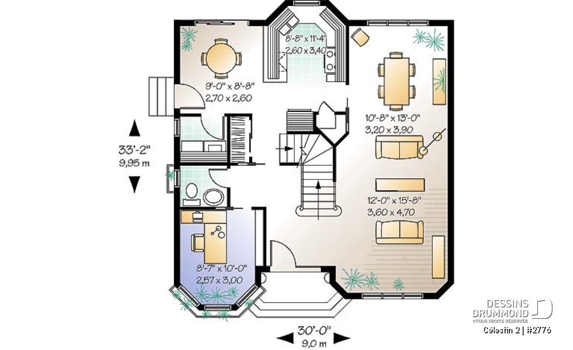 Rez-de-chaussée - Maison d'inspiration victorienne offrant 4 chambres, bureau à domicile, 2 salles de bain à l'étage, et plus! - Célestin 2