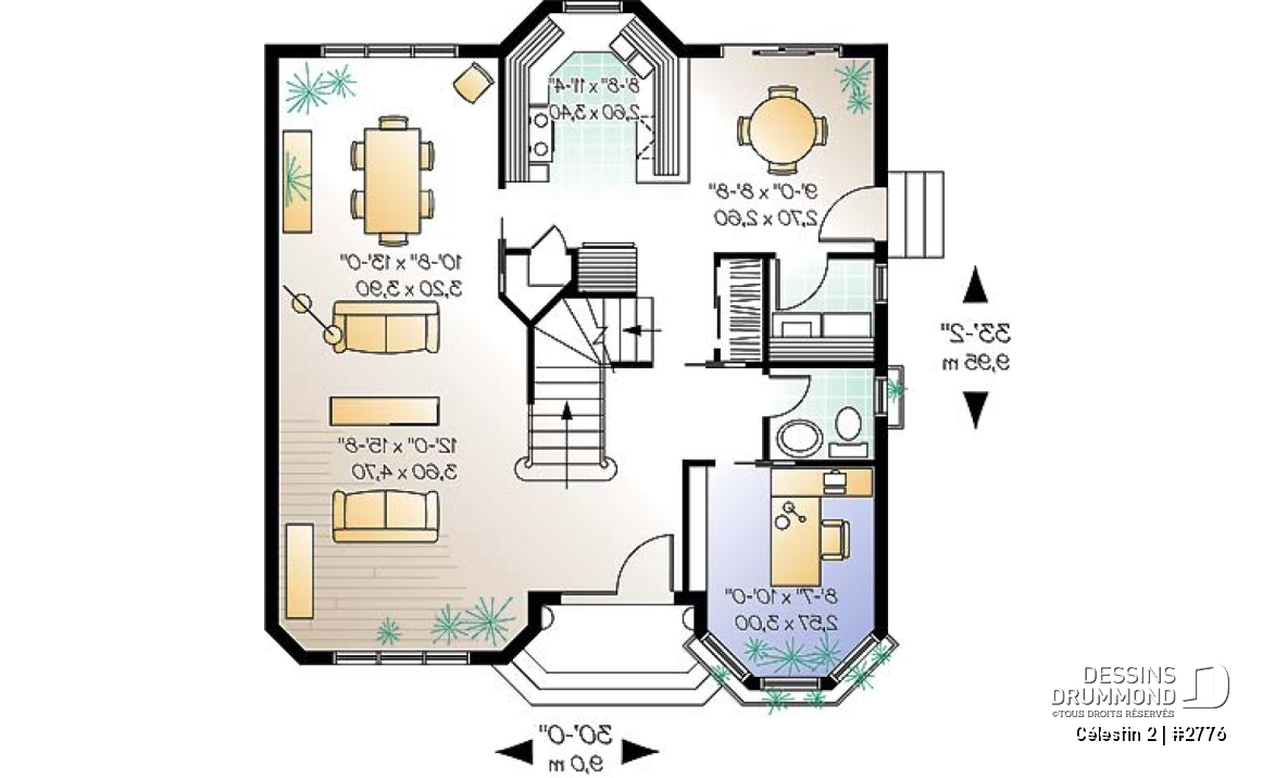Rez-de-chaussée - Maison d'inspiration victorienne offrant 4 chambres, bureau à domicile, 2 salles de bain à l'étage, et plus! - Célestin 2
