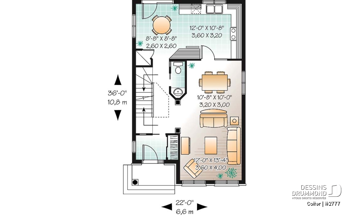 Rez-de-chaussée - Plan de maison économique, 3 chambres, espace dînette tout en lumière, buanderie à l'étage, walk-in - Colter