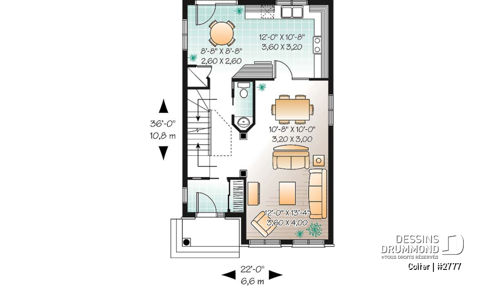 Rez-de-chaussée - Plan de maison économique, 3 chambres, espace dînette tout en lumière, buanderie à l'étage, walk-in - Colter